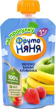 ФрутоНяня 90гр. Десерт из яблок, бананов и клубники./12шт.