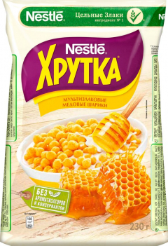 Хрутка Завтрак сухой медовые шарики пачка 230гр. Nestle