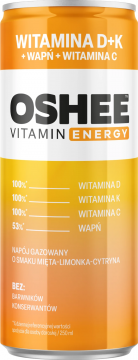 Oshee 0,25л./24шт. Напиток газированный Мята, лайм и лимон (D+K) OSHEE VITAMIN ENERGY WITAMINA D + K 250 ML Напиток газированный