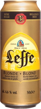 Пиво LEFFE BLOND, светлое, фильтрованное, пастеризованное, 6,6%, ж/б. 0,5 л. шк941